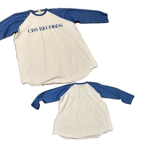 RARE 1980s CBS Records Raglan Single Stitch T Shirt USA Made / Men’s Large * - Picture 3 of 4